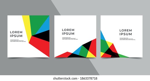 Minimal square banner template. Red Green Blue background color geometric square line shape. Suitable for social media post and web ads promotion. Vector illustration. EPS 10.