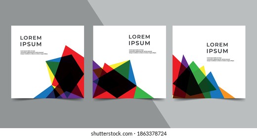 Minimal square banner template. Red Green Blue background color geometric square line shape. Suitable for social media post and web ads promotion. Vector illustration. EPS 10.