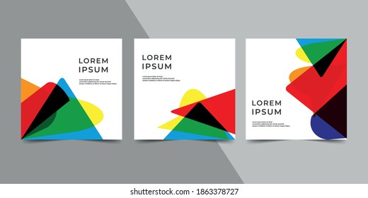 Minimal square banner template. Red Green Blue background color geometric square line shape. Suitable for social media post and web ads promotion. Vector illustration. EPS 10.