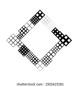 Minimal square border template - monochrome modern vector illustration from diagonal squares
