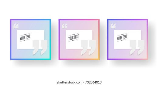 Minimal Square Format Card Design With Your Text And Quotation Marks On Beautiful Color Gradient Background. Eps 10 Stock Vector Illustration 