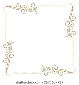 Quadro quadrado mínimo com cantos botânicos. Borda decorativa elegante para casamento e cartões de felicitações