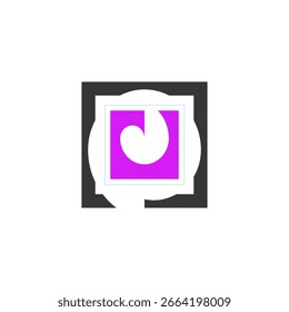 Minimal Square Frame Spiral Icon Design