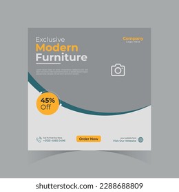 Minimal square furniture banner template, modern furniture. Instagram social media post design sale