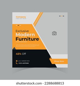 Minimal square furniture banner template, modern furniture. Instagram social media post design sale