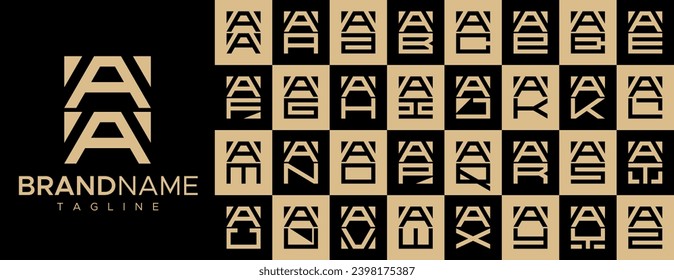Minimaler quadratischer Buchstabe A Logo Design Set.