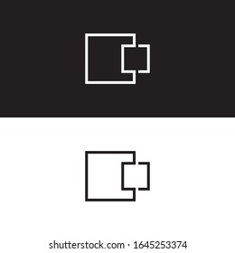 Minimal Square line Monochrome Abstract Logo Icon. Black White Color. Design Vector EPS10