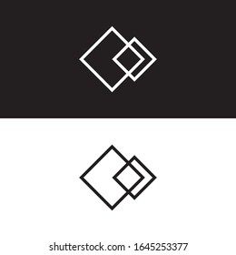 Minimal Square line Monochrome Abstract Logo Icon. Black White Color. Design Vector EPS10