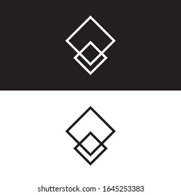 Icono de logotipo de resumen monocromo de línea cuadrada mínima. Color blanco negro. Vector de diseño EPS10