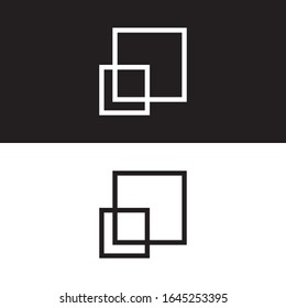 Minimal Square line Monochrome Abstrakte Logo Symbol. Schwarz-Weiß-Farbe. Design-Vektorillustration EPS10