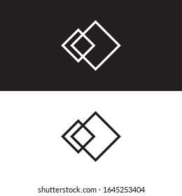 Minimal Square line Monochrome Abstract Logo Icon. Black White Color. Design Vector EPS10