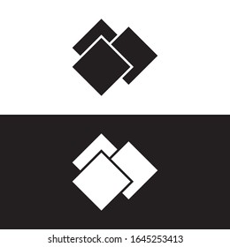 Minimal Square line Monochrome Abstract Logo Icon. Black White Color. Design Vector EPS10