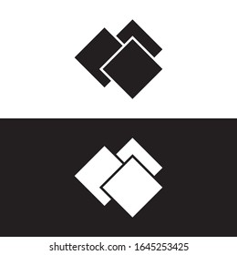 Minimal Square line Monochrome Abstract Logo Icon. Black White Color. Design Vector EPS10