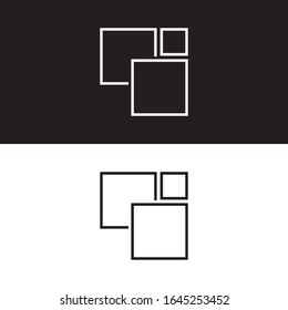 Minimal Square line Monochrome Abstract Logo Icon. Black White Color. Design Vector EPS10