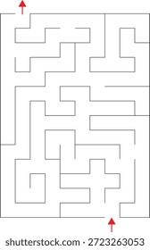 Minimal quadratisches Labyrinth Labyrinth Puzzle mit klarem Eingang und Ausgang. Schwarze Linie Labyrinth Spiel auf weißem Hintergrund für Kinder und Erwachsene, druckbare Arbeitsblatt, Logik Gehirn Teaser und Puzzle-Aktivität