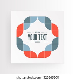 Minimal square poster design with abstract red and blue ornament and your text. 
Eps 10 stock vector illustration 
