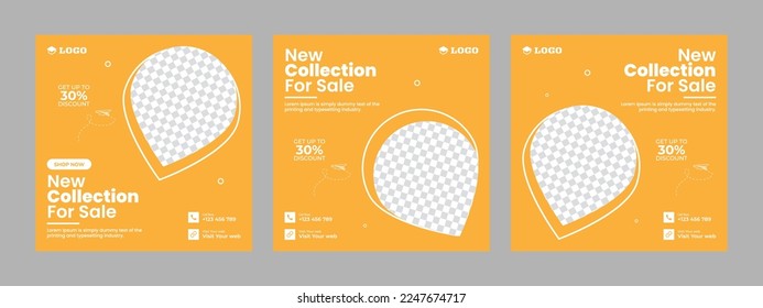 Minimal square social media banner template. Fashion sale social media and Instagram sale posts. Flat and minimalist. Suitable for fashion social media posts and web internet ads.