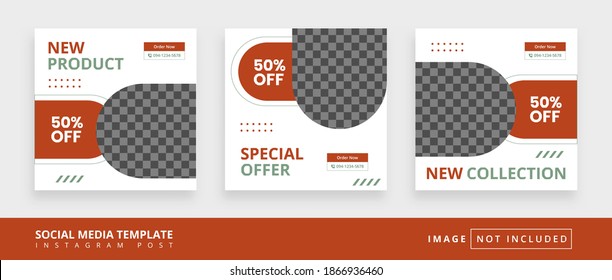 Minimal square social media promotion templates. Editable banner. furniture themes. Vector illustration for instagram post. Photo holder provided