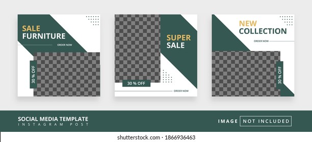 Minimal square social media promotion templates. Editable banner. furniture themes. Vector illustration for instagram post. Photo holder provided