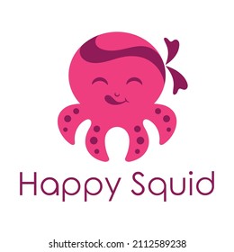 Minimal squid logo concept vector illustration.