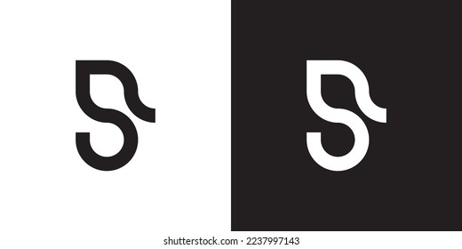 Minimal SR logo. Icon of a RS letter on a luxury background. Logo idea based on the SR monogram initials. Professional variety letter symbol and RS logo on black and white background.