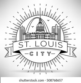 Minimal St. Louis City Linear Skyline with Typographic Design