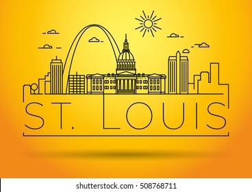 Minimal St. Louis City Linear Skyline with Typographic Design