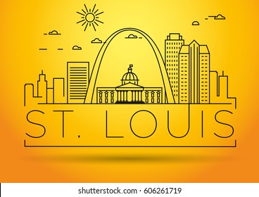 Minimal St. Louis Linear City Skyline with Typographic Design