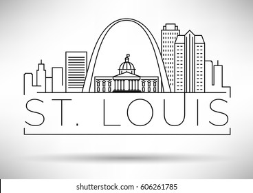 Minimal St. Louis Linear City Skyline with Typographic Design