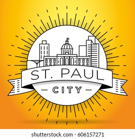 Minimal St. Paul City Linear Skyline with Typographic Design