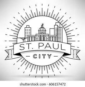 Minimal St. Paul City Linear Skyline with Typographic Design