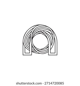 "Geometria de arco empilhado mínima que representa estrutura e ritmo."