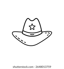 Minimal Star Cowboy Hat Line Icon