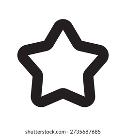 Minimal Star Icon, Rounded Outline Favorite Symbol for App and Web UI. Editable stroke and pixel perfect at 24x24px