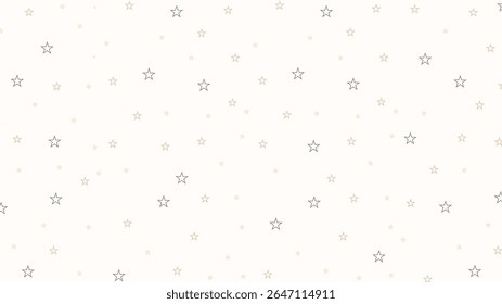 Minimal star outline pattern on soft beige background. Elegant celestial seamless vector perfect for nursery decor, baby products, wallpapers, wrapping paper, or dreamy kids and pastel-themed designs.