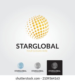 minimal star world logo template - vector 