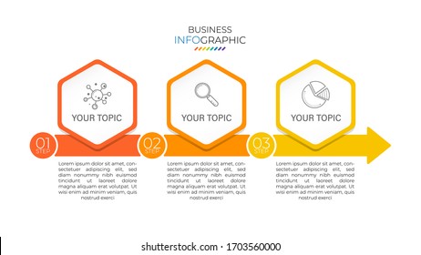Minimal step infographics design vector and icons can be used for workflow layout, diagram, annual report. Vector infographics timeline design template with 3 options, parts, steps or processes.