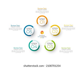 Minimal step infographics design vector and icons can be used for workflow layout, diagram, annual report. Vector infographics timeline design template with 5 options, parts, steps or processes.