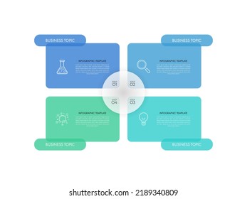 Minimal step infographics design vector and icons can be used for workflow layout, diagram, annual report. Vector infographics timeline design template with 4 options, parts, steps or processes.