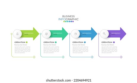 El vector de diseño de infografías de pasos mínimos y los iconos se pueden utilizar para el diseño del flujo de trabajo, el diagrama y el informe anual. Plantilla de diseño de línea de tiempo de infografía vectorial con 4 opciones, piezas, pasos o procesos.