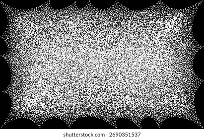 Minimal stipple gradient pattern inspired by Japanese aesthetics. Abstract dot field forming a soft cloud-like shape in monochrome, hand drawn with meditative balance