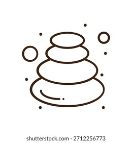 Ilustración mínima de la pila de Cairn de piedra con guijarros circulares y puntos circundantes