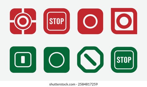 Minimal Stop Button Icon Set. Bold Stop Symbol Pack. Clean Stop Button Vectors. Simple Stop Button Silhouettes.