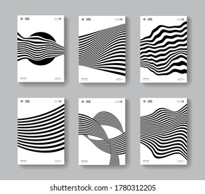 Fundas de rayas mínimas. Carteles abstractos monocromáticos de colección.
