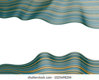 Minimal stripes texture, wavy ribbons horizontal vector image.  Curved lines pattern, trendy minimalist background.  Banner, billboard or card backdrop graphic design.