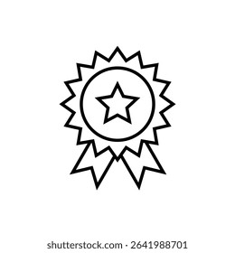 Minimal Stroke Icon of Badge Representing Achievement, Award, Certification, Identity Mark, Honor, Verified Status, and Profile Recognition Element