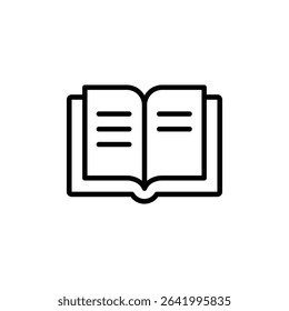 Minimal Stroke Icon of Book Representing Knowledge, Education Resource, Reading Material, Digital Library Access, and Academic Information Storage Tool