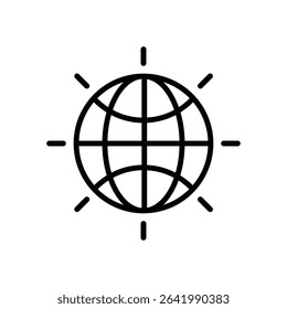 Minimal Stroke Icon Design of Globe Depicting Global Web Access, Worldwide Reach, Earth Network, Online Exploration, and International Digital Interaction