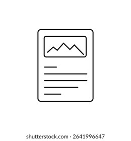 Minimal Stroke Icon of Document Representing Digital File, Paperwork, Report Sheet, Official Record, and Information Storage in Modern Interface