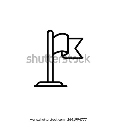 Minimal Stroke Icon of Flag Symbol Representing Location Marker, Map Pin, Destination Indicator, Navigation Tool, and Travel Position Identifier